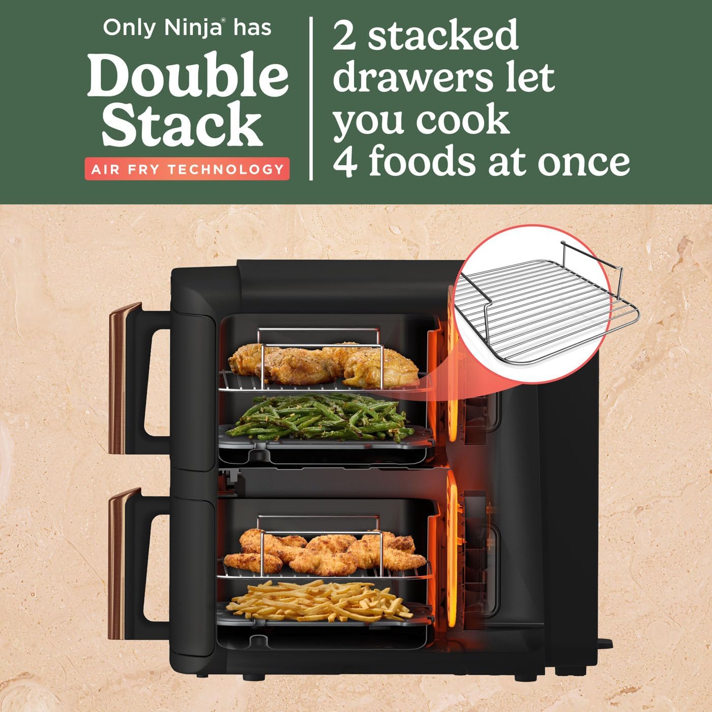 Ninja Double Stack Air Fryer XL Black/Copper SL400UKCP