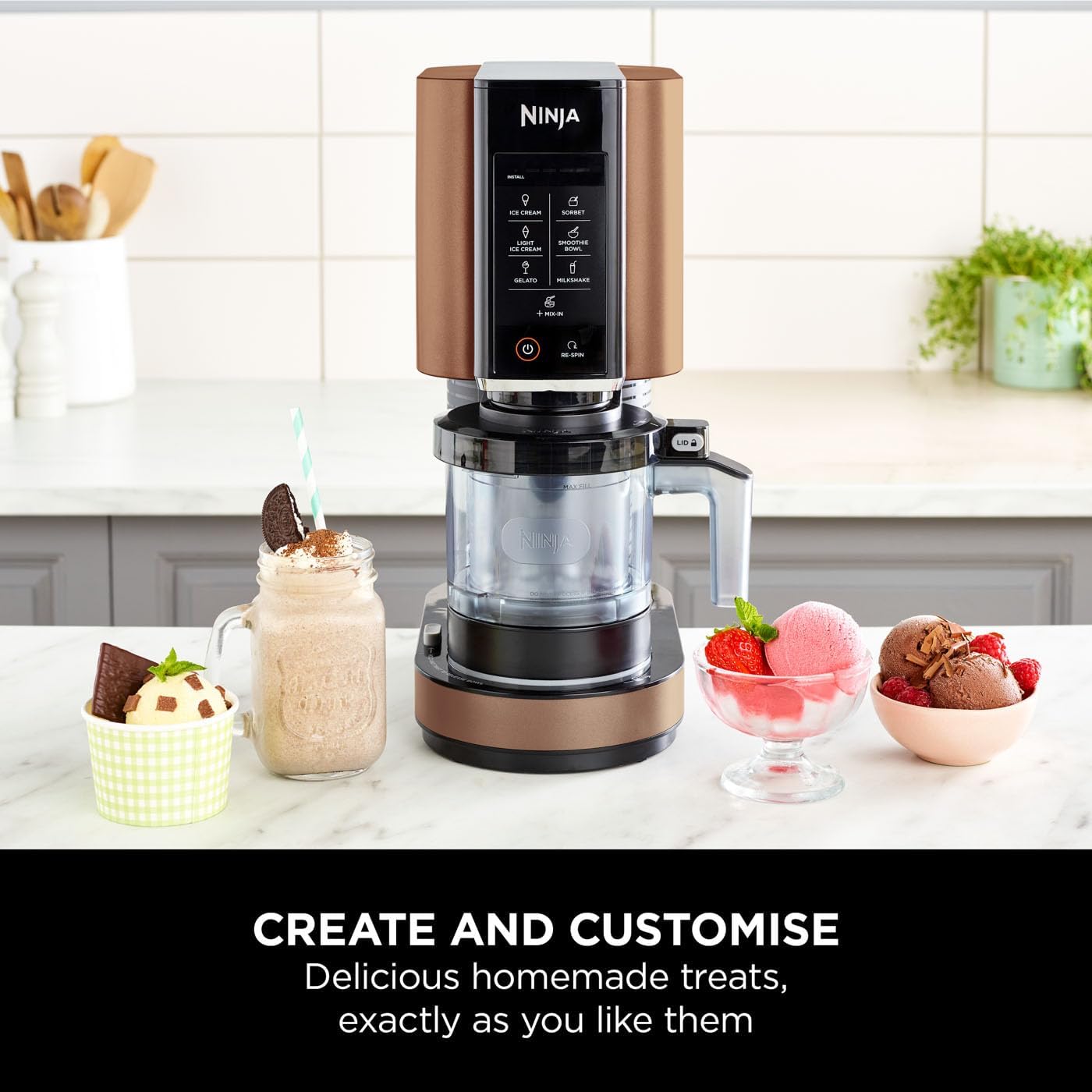 Ninja CREAMi Ice Cream Maker Black & Copper, NC300UKCP