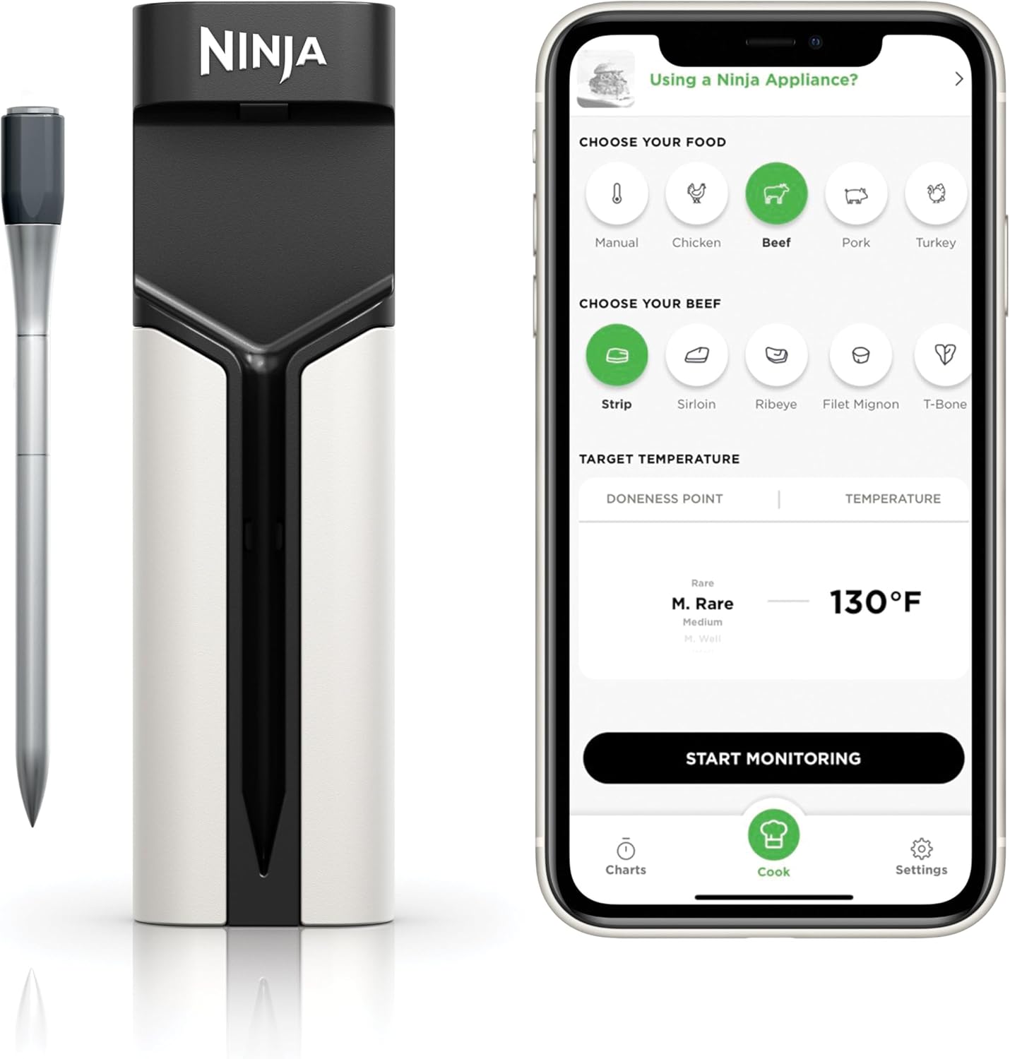Ninja ProChef Wireless Meat Thermometer Waterproof, WP100